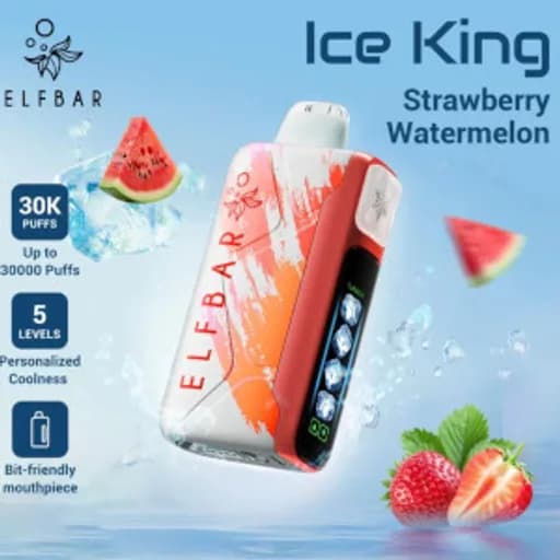 الف بار30000 فراولة بطيخ بارد - ELFBAR ICE KING 30000 STRAWBERRY WATERMELON ICE
