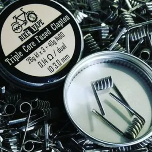 كويلات ممتازة Bike Vape حبتين كبيرة Triple core Fused Clapton26g kl x3 + 40g Ni80مقاومة 0.14 ID 3.0 mm