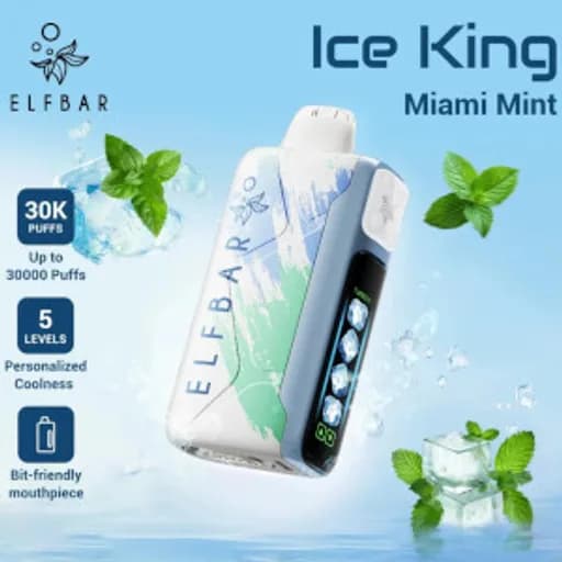 الف بار 30000 ميامي نعناع - ELFBAR ICE KING 30000 MIAMI MINT