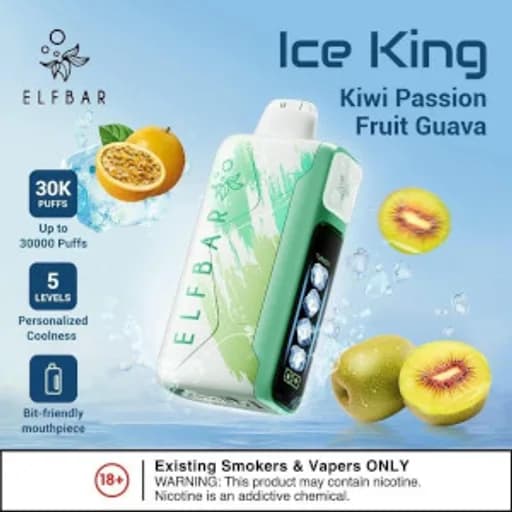 الف بار 30000 كيوي باشن فروت جوافة - ELFBAR ICE KING 30000 KIWI PASSION FRUIT GUAVA