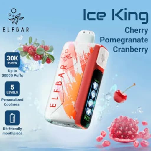 الف بار 30000 كرز رمان توت بري - ELFBAR ICE KING 30000 CHERRY POMEGRANATE CRANBERRY