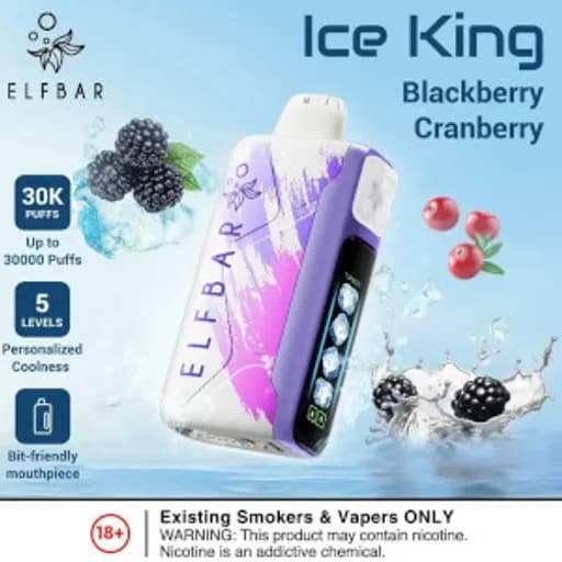 الف بار 30000 توت أسود بري - ELFBAR ICE KING 30000 BLACKBERRY CRANBERRY
