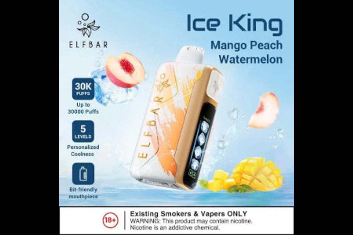 الف بار 30000 خوخ مانجو بطيخ - ELFBAR ICE KING 30000 PEACH MANGO WATERMELON