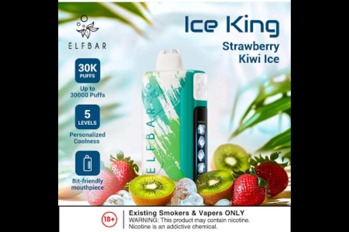 الف بار 30000 فراولة كيوي بارد - ELFBAR ICE KING 30000 STRAWBERRY KIWI ICE