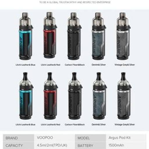 جهاز أرجوس 40 واط سحبة وشيشة من فوبو Voopoo Argus - صورة رقم 3 -  جهاز سحبة وشيشة | تسوق الآن من روقان