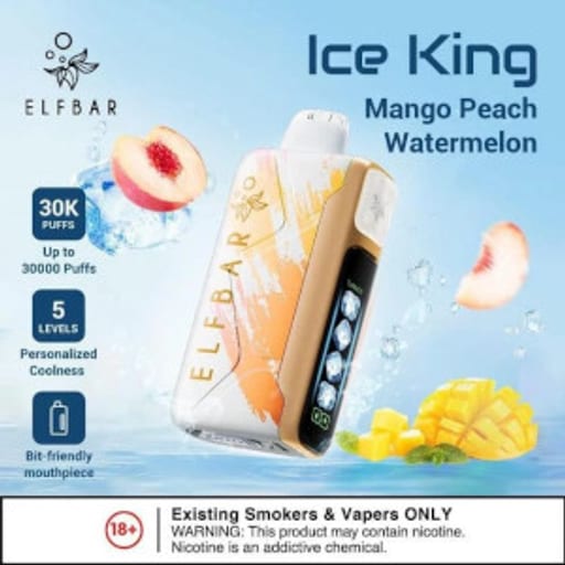الف بار 30000 خوخ مانجو بطيخ - ELFBAR ICE KING 30000 PEACH MANGO WATERMELON - صورة رقم 1 - الف بار 30000 خوخ مانجو بطيخ - ELFBAR ICE KING 30000 PEACH MANGO WATERMELON | تسوق الآن من روقان