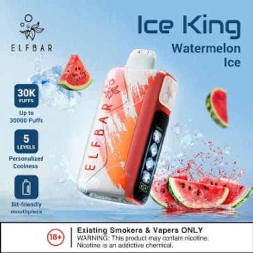 الف بار 30000 بطيخ بارد الف بار - ELFBAR ICE KING 30000 WATERMELON ICE - صورة رقم 1 - الف بار 30000 بطيخ بارد الف بار - ELFBAR ICE KING 30000 WATERMELON ICE | تسوق الآن من روقان